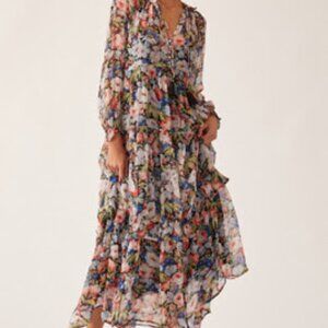 Anthropologie Marais Printed Chiffon Maxi Dress